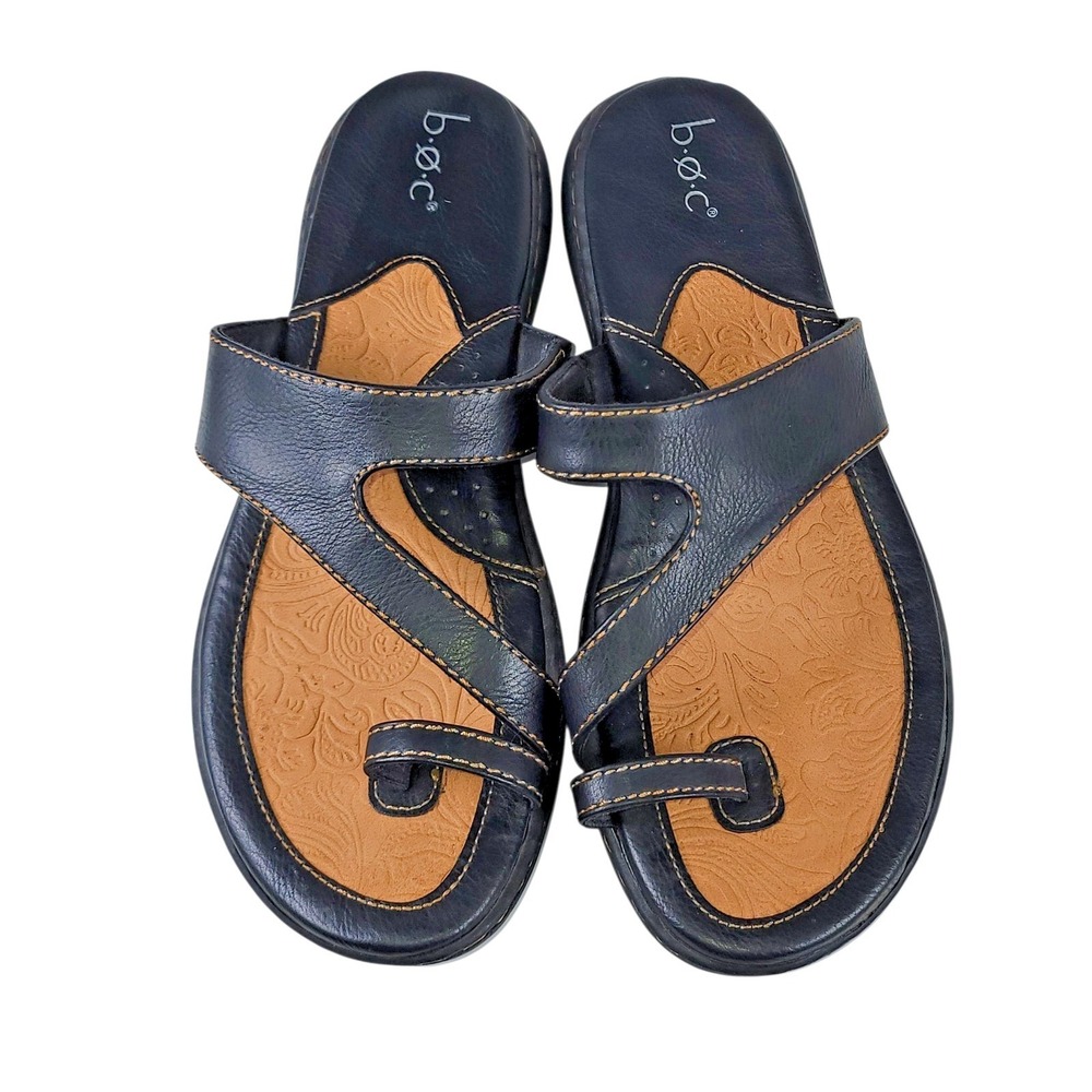 B.O.C Born Women's Black Toe Ring Sandals Laurina Slip On Shoes size 9 M - Picture 6 of 9